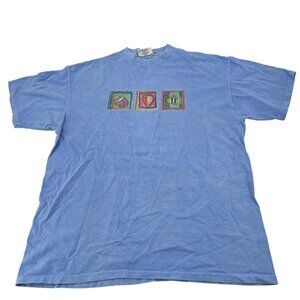 iCANTOO Sport Vintage T Shirt Women's Large Short Sleeve Cat Fish Heart Graphic